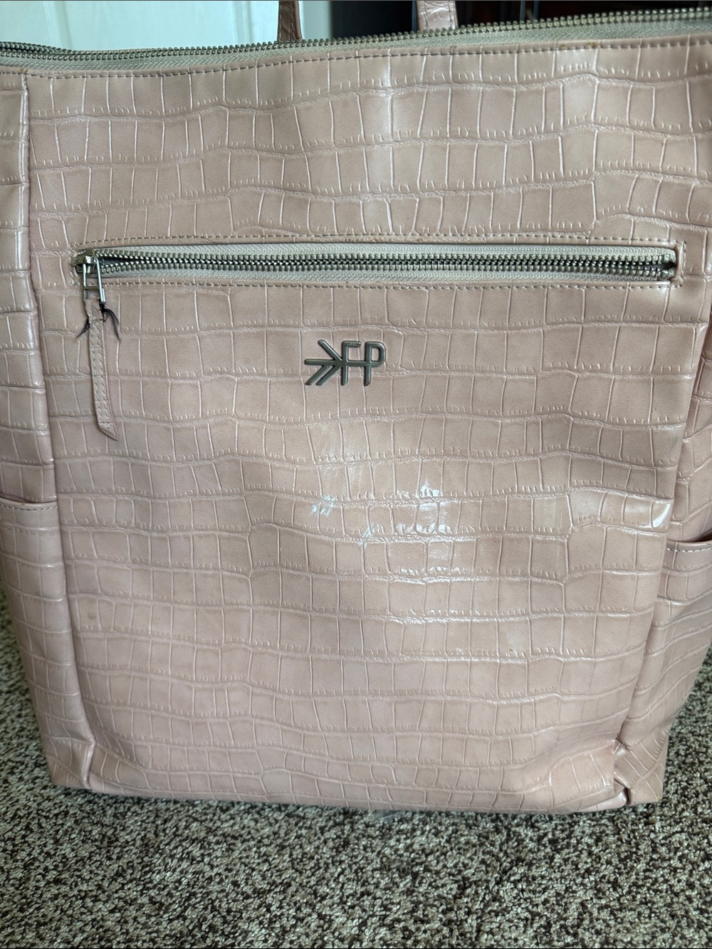 Freshly Picked Blush Pink Croc-Embossed Tote